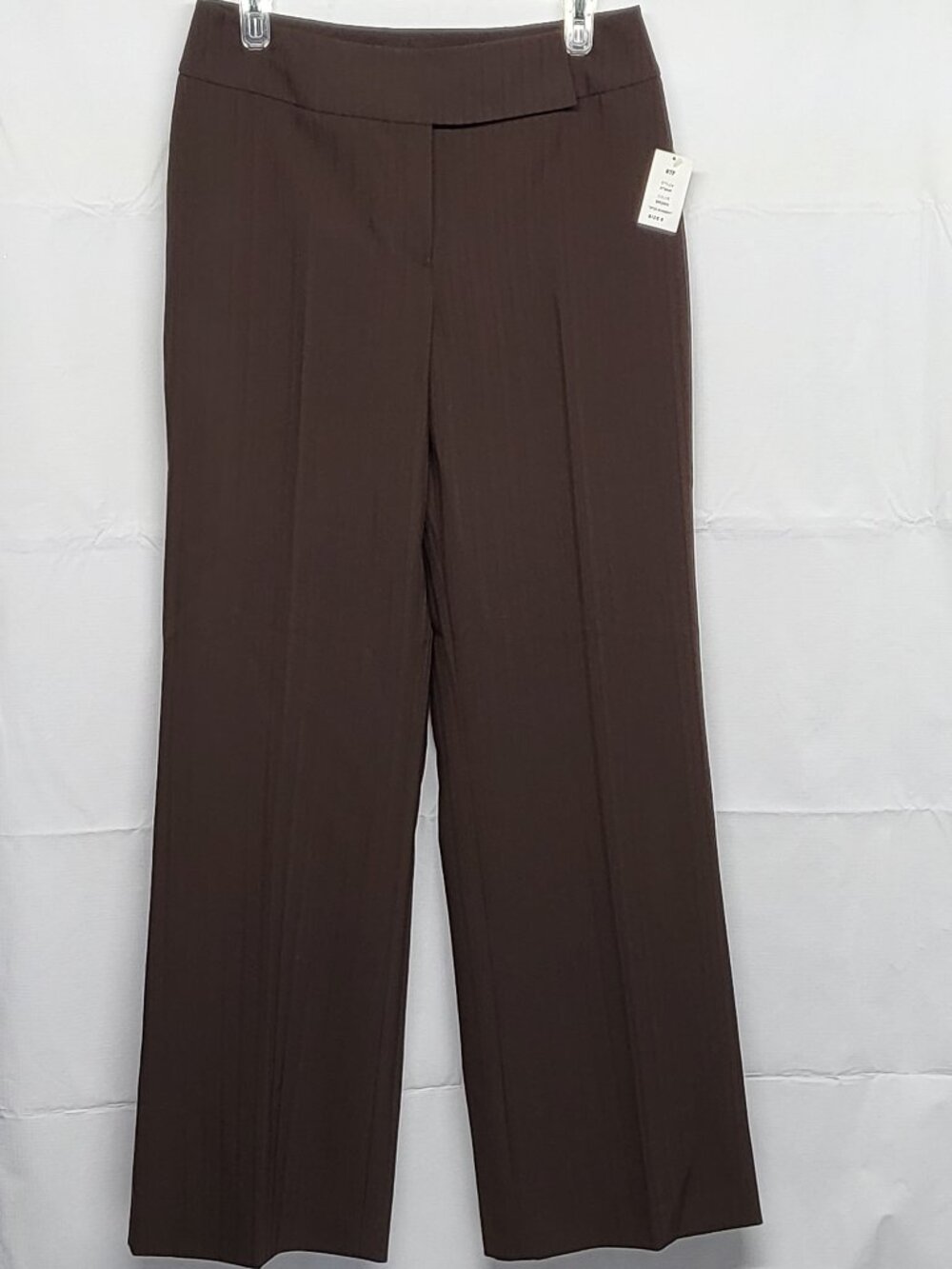 NYP Womens Dress Pants Wide Leg Size 8 Stretch Brown Trouser Office Career NWT